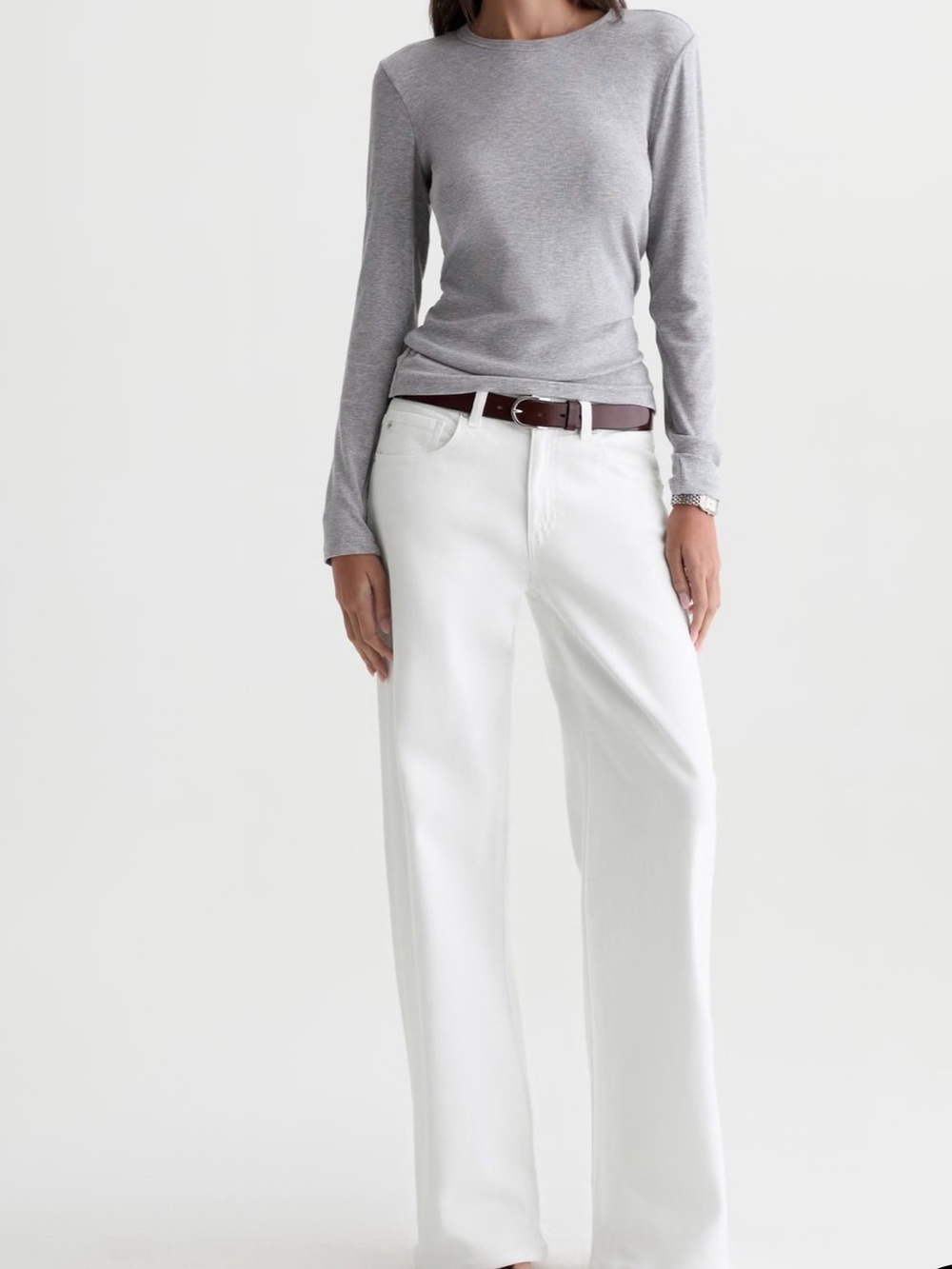 AG- Adria Jean Low Rise Wide-Leg White Women's Jeans
